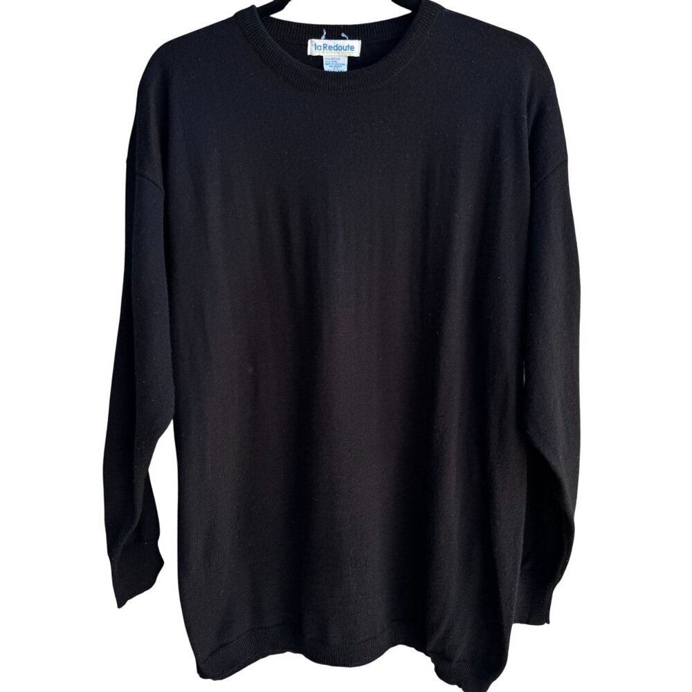 La Redoute Vintage Womens Wool Blend Long Sleeve Minimalist Black Knit Sweater L